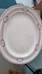 Antieke grote schaal met zacht paars decor Licht beboterd, Antiek en Kunst, Ophalen of Verzenden
