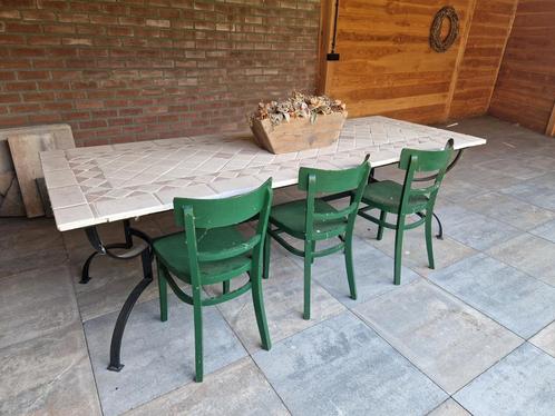 Tuintafel met marmeren blad en stalen onderstel, Tuin en Terras, Tuintafels, Zo goed als nieuw, Rechthoekig, Metaal, Ophalen