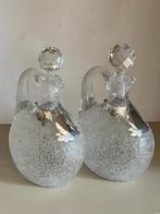 2 KARAFJES ANTIEK IJSGLAS MET LOSSE ZILVEREN HALSMONTUREN, Antiek en Kunst, Verzenden, Zilver