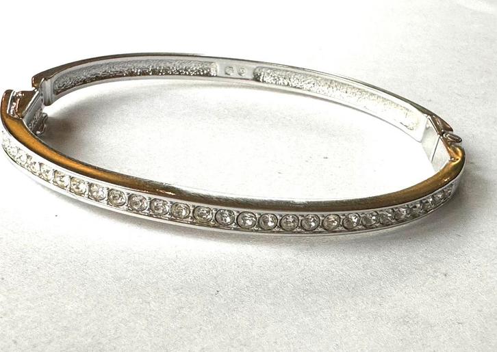 Vintage Swarovski smalle ovale armband met kristallen, Sieraden, Tassen en Uiterlijk, Armbanden, Zo goed als nieuw, Staal, Zilver