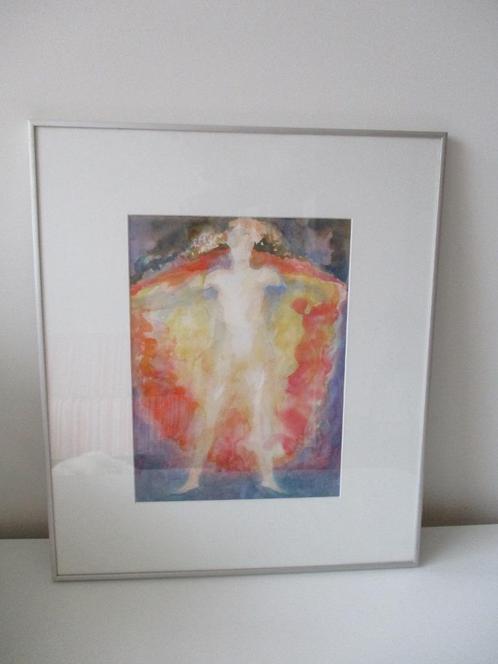 Aquarel 'For my lover' van Hèlene Eenhuizen in metalen lijst, Antiek en Kunst, Kunst | Schilderijen | Modern, Verzenden