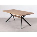 Eettafel 180x90 - blad Houtprint & onderstel Zwart Metaal, Huis en Inrichting, Tafels | Eettafels, Ophalen, Gebruikt, 50 tot 100 cm