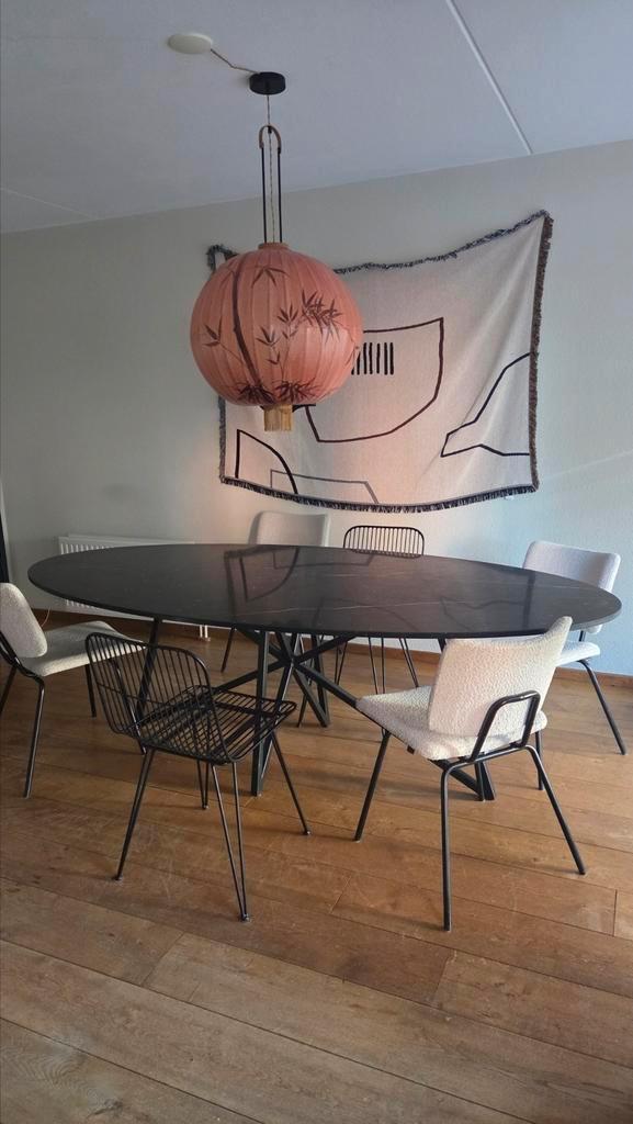 Eettafel ovaal marmer table du sud 240 x 120 cn, Huis en Inrichting, Tafels | Eettafels, Zo goed als nieuw, 100 tot 150 cm, 200 cm of meer