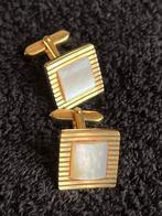Antieke Art Deco 14 krt Vergulde Manchetknopen Parelmoer, Sieraden, Tassen en Uiterlijk, Manchetknopen, Ophalen of Verzenden, Zo goed als nieuw