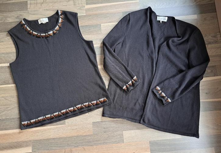 Twinset, Attitude, met wol, mt 42, goud en zilver boord, Kleding | Dames, Truien en Vesten, Zo goed als nieuw, Maat 42/44 (L)