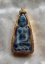 Prachtig erg oud Boeddha amulet in verguld gegraveerd etui, Ophalen of Verzenden