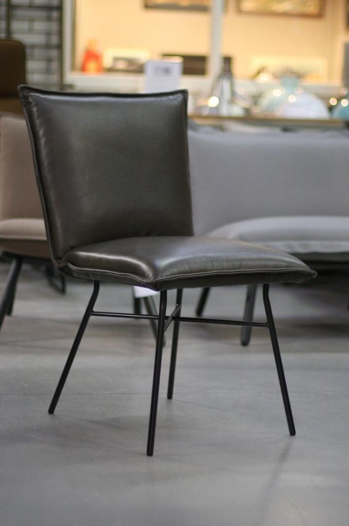 3 x luxe eetkamerstoel Sanne Jess Design leer Luxor Grey, Huis en Inrichting, Stoelen, Zo goed als nieuw, Drie, Leer, Metaal, Ophalen