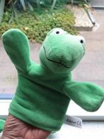 Handpop Kikker poppenkastpop Max Velthuijs groen velours, Ophalen of Verzenden, Zo goed als nieuw, Kikker