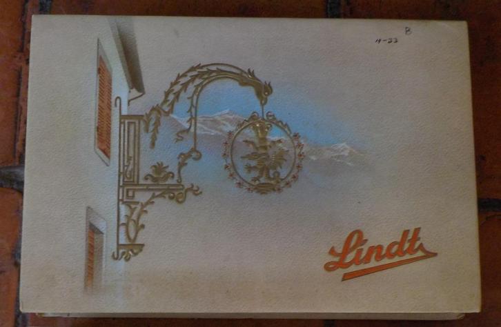 Antieke kartonnen doos Lindt Chocolade, Verzamelen, Retro, Huis en Inrichting, Ophalen of Verzenden