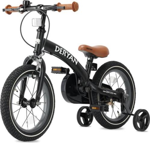 Deryan Luxe Kinderfiets 14 inch - 3 in 1 - Zwart - 220, Kinderen en Baby's, Speelgoed | Buiten | Voertuigen en Loopfietsen, Zo goed als nieuw