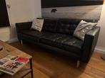 Ikea Bank Landskrona- Zwart Leer, Huis en Inrichting, Ophalen, Zo goed als nieuw, Leer