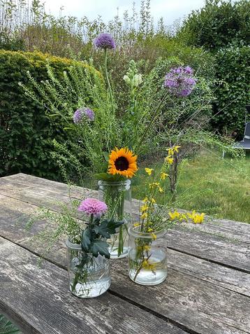 Brocante vintage glazen weckpotten 3 stuks beschikbaar voor biedingen