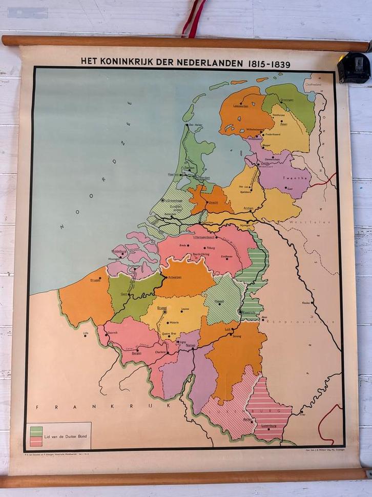 Antieke Schoolplaat: Koninkrijk der Nederlanden 1815-1839, Antiek en Kunst, Antiek | Schoolplaten, Geschiedenis, Ophalen of Verzenden