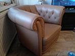 Zeer mooie lederen Chesterfield fauteuil als nieuw, Ophalen, Chesterfield, Zo goed als nieuw, 75 tot 100 cm