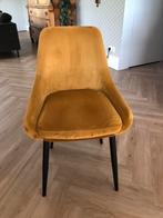 6 oker gele velvet eetkamerstoelen, Ophalen, Gebruikt, Overige kleuren, Vijf, Zes of meer stoelen