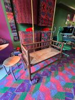 Antieke Knobbelbank - Rotan Zitting bobbin bench, Antiek en Kunst, Ophalen