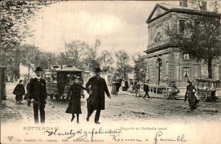Rotterdam - Slagveld Delftsche Poort - Tram, Verzamelen, Ansichtkaarten | Nederland, Gelopen, Zuid-Holland, Voor 1920, Ophalen of Verzenden