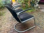 Twee Gispen 413 fauteuils met zwarte ribstof., Huis en Inrichting, Fauteuils, Ophalen, Gebruikt, Metaal, 50 tot 75 cm