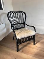 Zwarte rieten stoel, Huis en Inrichting, Fauteuils, Ophalen, Zo goed als nieuw, Minder dan 75 cm, 50 tot 75 cm