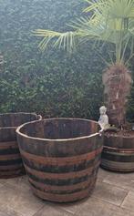 Xxl plantenbak whiskyvat wijnvat eikenvat 90 br x 63cm H, Tuin en Terras, Bloembakken en Plantenbakken, Ophalen, Tuin, Rond, Nieuw