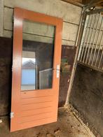 Hardhouten Buitendeur met Dubbel Glas - Links Draaiend, Gebruikt, 80 tot 100 cm, Ophalen of Verzenden, Buitendeur