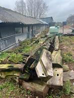 Oude eiken houten gebinten 8meter lang, Doe-het-zelf en Verbouw, Hout en Planken, Ophalen, Gebruikt, Eiken, Balk