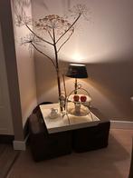 2 Donkerbruine Stoffen Poefjes - 45x45x40 cm, Ophalen, Minder dan 50 cm, Gebruikt, Vierkant