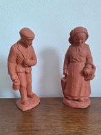 Terracotta Beeldjes Man & Vrouw - Gesigneerd, Antiek en Kunst, Ophalen of Verzenden