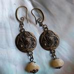Vintage oorbellen met Jade #107, Sieraden, Tassen en Uiterlijk, Oorbellen, Verzenden, Zo goed als nieuw, Overige kleuren, Overige materialen