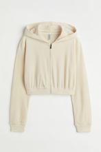 Cropped velours capuchonvest H&M, Kleding | Dames, Truien en Vesten, Nieuw, Beige, Maat 42/44 (L), H&M