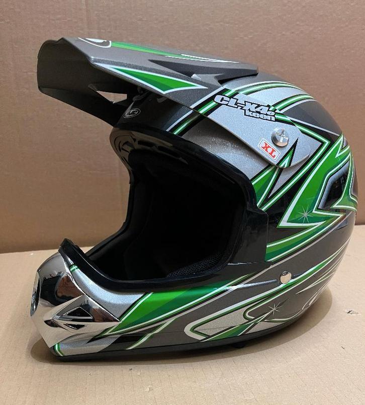 HJC motocross helm - NIEUW - zilver/grijs/groen (crosshelm), Motoren, Kleding | Motorhelmen, Nieuw met kaartje, Offroadhelm, HJC