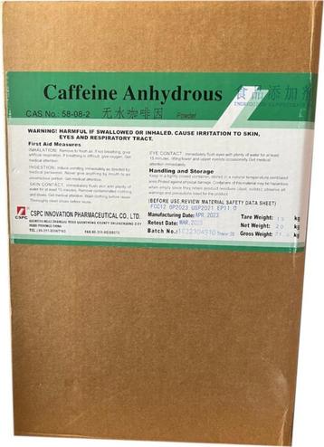 Cafeïne anhydraat poeder 20kg pharma grade caffeine beschikbaar voor biedingen