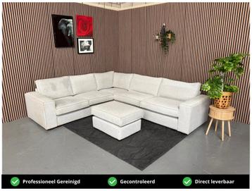 GRATIS LEVERING Hoekbank + Poef Grijs 290x260 REFURBISHED beschikbaar voor biedingen