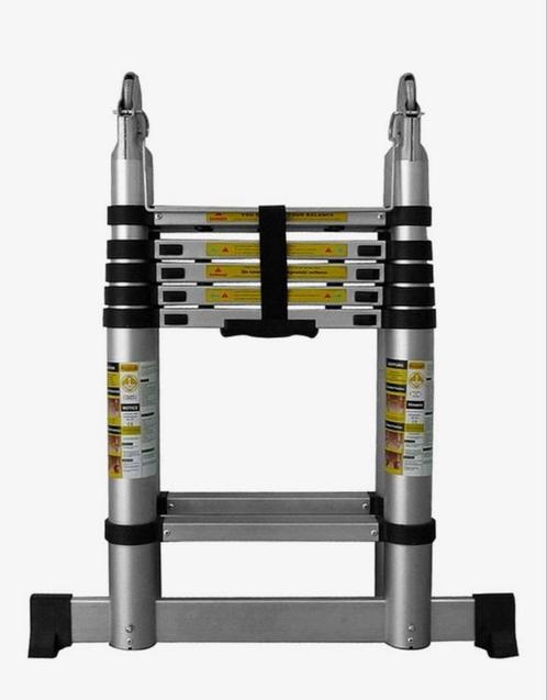 Nieuwe Telescoop vouwladder 4.4 meter met  stabilisatiebalk., Doe-het-zelf en Verbouw, Ladders en Trappen, Nieuw, 4 meter of meer