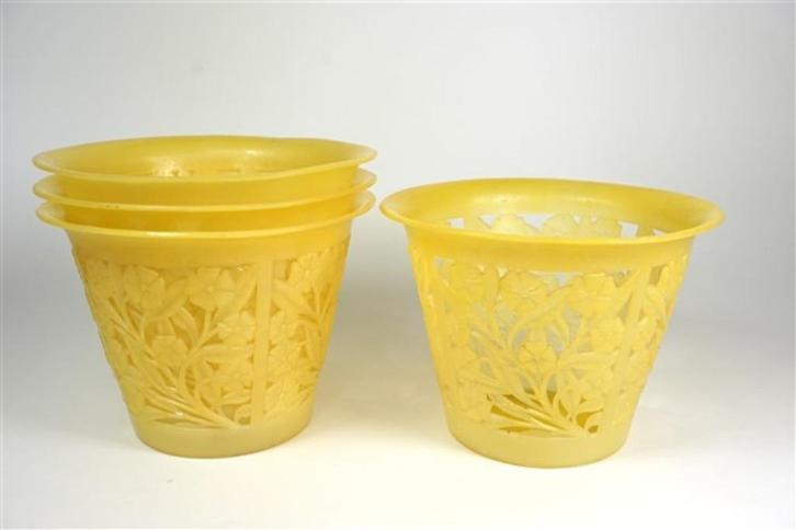 Vintage plastic potjes, Tuin en Terras, Bloempotten, Zo goed als nieuw, Kunststof, Binnen, Balkon, Minder dan 40 cm, Minder dan 25 cm