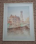 Aquarel Brugge met Belfort, Antiek en Kunst, Ophalen