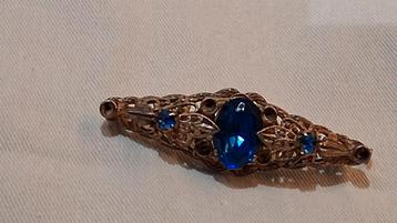 Vintage Broche - Oude Charme blauw steen  beschikbaar voor biedingen
