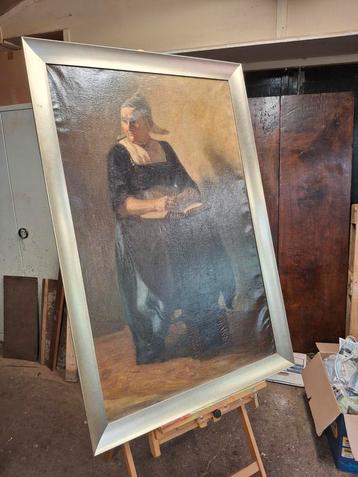 Antiek Schilderij Boerin, Hollandse School, 19e Eeuw beschikbaar voor biedingen