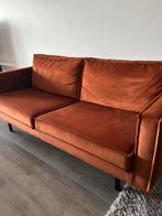 Mooie koperkleurig fluweel 2,5 zitsbank + Relax Fauteuil, Ophalen, Metaal, 150 tot 200 cm, Driepersoons