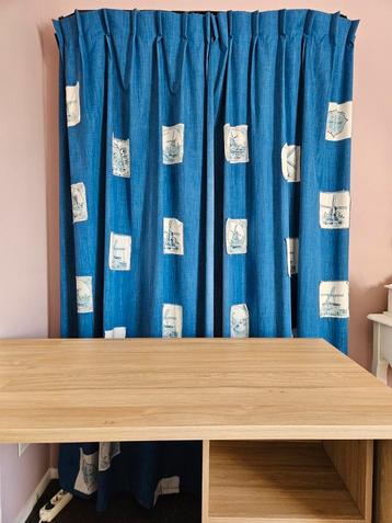 Leuke verduisterende gordijnen 2m lang, oud-Hollands, blauw beschikbaar voor biedingen
