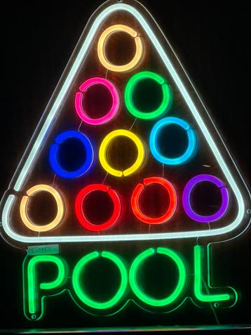 Pool Biljart neon verlichting 50 x 40 cm beschikbaar voor biedingen