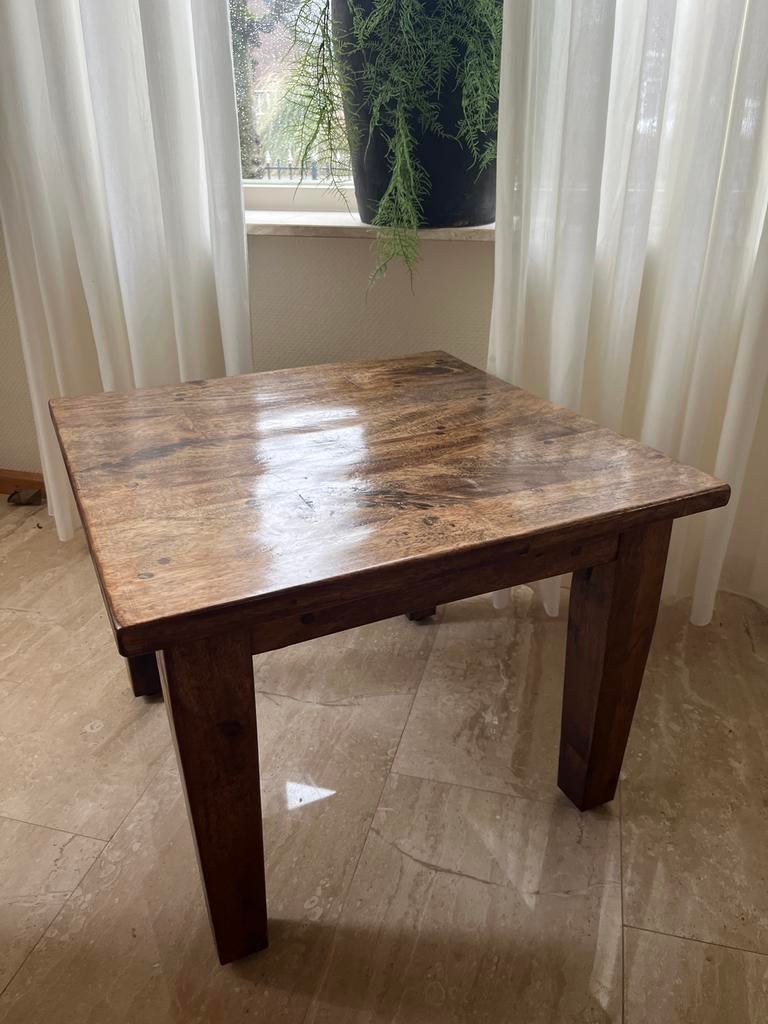 Teak houten bijzettafel / kleine salontafel - Country Lifest, Huis en Inrichting, Vierkant, 55 tot 75 cm, Zo goed als nieuw, Hout