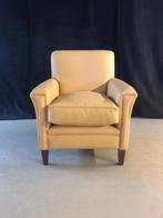 Art Deco fauteuil in creme kleurig leer, Huis en Inrichting, Ophalen, Gebruikt, Art Deco / Klassiek, 75 tot 100 cm