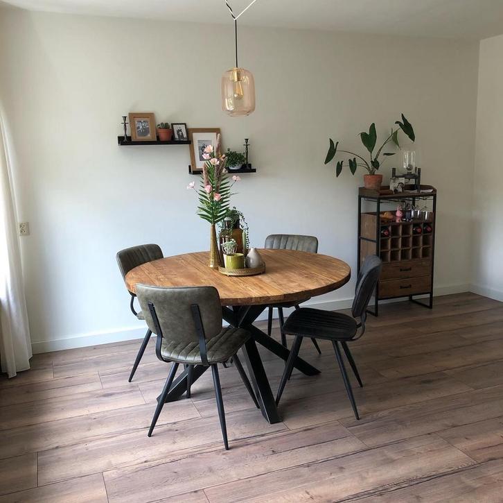 4 Mooie eetkamerstoelen Brim met metalen poten, Huis en Inrichting, Stoelen, Gebruikt, Vier, Metaal, Zwart, Ophalen