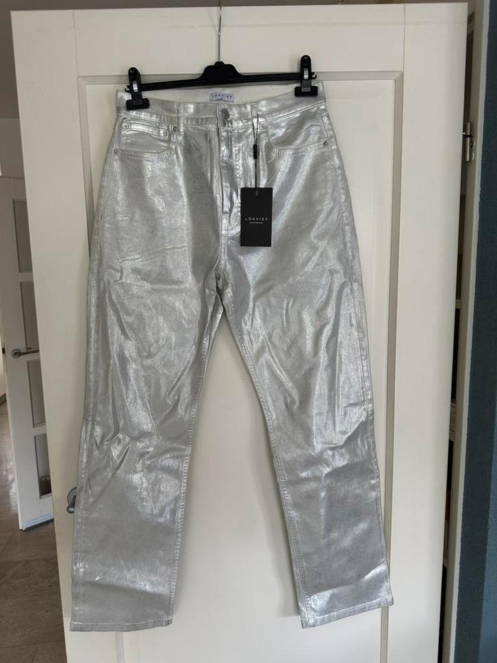 Zilveren metallic broek Loavies (XL), Kleding | Dames, Broeken en Pantalons, Nieuw, Maat 46/48 (XL) of groter, Overige kleuren
