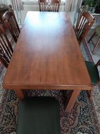 Eettafel eiken met 6 stoelen (leer), Huis en Inrichting, Tafels | Eettafels, Ophalen, Gebruikt, Eikenhout, 50 tot 100 cm