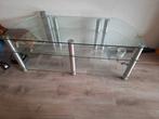 Glazen TV meubel, Gebruikt, 100 tot 150 cm, 50 tot 75 cm, Glas