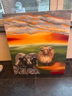 Schilderij met schapen, 80x90 cm, Antiek en Kunst, Kunst | Schilderijen | Klassiek, Ophalen