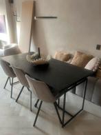 Eetafel zwart met visgraat 180x90 merk Dutchbone.Nieuwstaat, Huis en Inrichting, Tafels | Eettafels, Zo goed als nieuw, 150 tot 200 cm