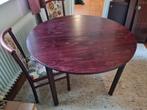 Houten Eettafel met 4 stoelen uittrekbaar dubbel, Ophalen, Gebruikt, Rond, Vijf personen of meer